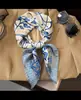 Pañuelo de seda pequeño con estampado de verano y otoño para mujer, pequeño, largo, de alta gama, estilo francés, cuadrado, para atar y atar.
