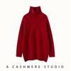 Novo Suéter Feminino de Cashmere de Cor Sólida com Gola Alta, Suéter Pulôver Solto e Ultra-Espesso em Forma de Diamante, Efeito Emagrecedor, Versátil, Quente e Amigo da Pele