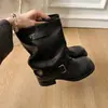 Pantalones de mujer de estilo western de moda para otoño/invierno, plisados desgastados, nuevo estilo para chicas a la moda, botas de caballero, botines, botas de cowboy, botas retro apiladas
