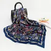 Lenço de Seda com Padrão Paisley Clássico Europeu e Americano para Mulheres, Lenço de Cabeça Versátil da Moda em Seda Sintética, Lenço Quadrado de 90cm, Atacado Transfronteiriço