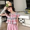 Traje de Manga Corta para Niña 2025 Nuevo Estilo Pastoral Casual y Lindo Conjunto de Dos Piezas Estilo Coreano de Playa Pantalones Anchos Holgados