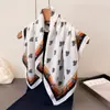 Estilo Polavocal patrón de espiga sensación de algodón lino cuadrado pequeño pañuelo de seda imitación terciopelo turbante chal pañuelo solar bufanda para mujer