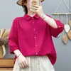 Camisa de gasa de algodón de doble capa de manga corta para mujer, exportación de verano de alta calidad, suave y agradable para la piel, algodón puro, top versátil de manga corta MHT