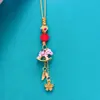 Cadena para Teléfono Móvil de Caballo de Madera con Goteo de Aceite Dorado Antiguo Nuevo Estilo Chino Colgante Hecho a Mano DIY Colgante Pequeños Accesorios Estilo Chino