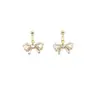 Pendientes coreanos de nuevo estilo con lazo para mujer, Pendientes de botón de circón y perla de nicho de lujo ligero de moda