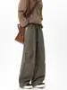 Pantalones Casuales Lavados de Temporada de Primavera y Otoño para Hombre, Marca de Moda Estilo Americano Retro Plisados Ropa de Trabajo Rectos Sueltos Caídos Patchwork de Pierna Ancha