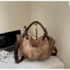 Bolso de Hombro Casual Retro Americano Gran Capacidad Plisado Personalidad Bolso Cruzado de Calle de Moda para Viajes Cotidianos para Mujer