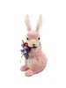 Adorable Conejito de Peluche Rosa con Ramo de Flores