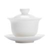 Tigela de Cobertura de Jade Suet de Luxo Leve Tigela de Chá de Porcelana Branca com Tampa Grande Conjunto de Chá Doméstico Kung Fu Empresa de Chá Logo Impresso Tigela de Três Talentos