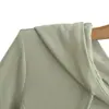 Sudadera con capucha de manga larga, color liso, corte ajustado, estilo europeo y americano para mujer, estilo callejero 2026, top corto de cintura alta, adelgazante