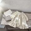 Ins Conjunto de Vestido Floral de Primavera Nuevo Estilo Coreano para Niña Bebé Manga Larga Cuello de Encaje Conjunto de Dos Piezas Estilizado