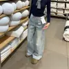 Calças claras de estatura baixa jeans americano de cintura baixa femininas de verão finas folgadas modeladoras versáteis calças de perna reta perna larga