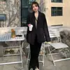 Novo Blazer Casual de Primavera e Outono, Estilo Coreano, Comprimento Médio, Tamanho Grande, Blazer Casual Feminino de Botão Duplo sem Ombreiras