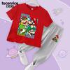 Conjunto de verão infantil Super Mario para meninos e meninas, camiseta de manga curta e calça anti-mosquito, conjunto fino de duas peças