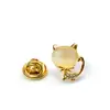 Broche de Laço com Pedra Olho de Gato para Mulheres Fofo Estilo Japonês Anti-Exposição Personalidade Versátil Alfinete para Prender Roupas Broche de Lapela Moderno