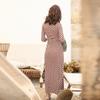 Vestido Slim Longo de Cintura Estampado com Corrente Decote V Saia Envelope DVF Feminino Pg Verão 2025 Novo Estilo