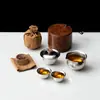 Juego de té para viaje al aire libre de titanio puro, tetera portátil de una pieza con dos tazas, kit de preparación de té para coche, juego de té para dos personas con bolsa de almacenamiento