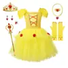 Vestido de Princesa Hada Traje de Blancanieves Vestido de Pastel Tutú para Niñas Enviar Corona Vestido de Escenario