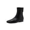 Botines de Estilo Coreano para Viajes Cómodos con Suela Silenciosa, Adelgazantes, Otoño/Invierno 2026, Tacón Bajo Grueso, Punta Cuadrada Delicada, Elásticos que Envuelven la Pierna, para Mujer