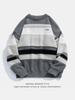 Suéter de Pareja Helu para Hombre con Color de Contraste Mismo Estilo para Hombre y Mujer Nuevo Tendencia Otoño e Invierno 2024 Marca Rayado Suéter de Cuello Redondo Q