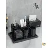 Juego de Lavabo para Baño Taza para Enjuague Bucal Familiar Taza para Cepillo de Dientes Patrón de Mármol para Pareja Suministros de Baño Simples de Lujo Ligero