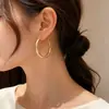 Moda Retro Francesa Simple Metal Cepillado Aro Redondo Pendientes Elegante Versátil Sentido del Diseño Aro Estilo Fresco Pendientes Venta al por Mayor