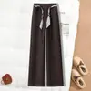 Bufanda de seda francesa personalizada corbata pantalones casuales de pierna estrecha pierna ancha mujer otoño nuevo cintura alta que cubre el abdomen ajuste ceñido pierna recta