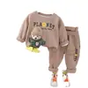 Moda Primavera Menino Manga Longa Conjunto Duas Peças Estilo Coreano Roupas de Primavera Fritas de Rua para Bebê Traje com Capuz Tridimensional de Urso Manga Longa Tendência