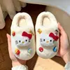 Chinelos de algodão para meninas, chinelos internos antiderrapantes de outono e inverno para crianças, design fofo de gato, quentes, adequados para meninas e pais usarem juntos