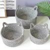 Cestas de Armazenamento Personalizadas, Cestas de Fio de Algodão, Cestas Trançadas, Cestas Redondas de Rattan Orelha de Gato, Cestas de Armazenamento Modernas, Venda Direta do Fabricante