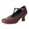Zapatos de hebilla antideslizantes de suela de goma, zapatos casuales para mujer de primavera y otoño, punta redonda, color liso, tacón medio, zapatos grandes para mujer