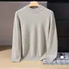 Suéter de cachemira estilo bebé para hombre, cuello alto medio, color liso, tejido grueso, casual y apto para negocios, capa base suave y cómoda