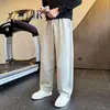 Otoño 2026 Nuevos Pantalones Deportivos Casuales de Color Sólido para Hombre Sueltos Rectos Lavados Dobladillo Curvo Pantalones de Chándal Pantalones Largos de Gama Alta Modernos