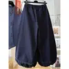 Pantalones de Linterna de Moda con Adorno de Encaje para Mujer, Pantalones Casuales Finos de Pierna Ancha Cortos para Primavera y Verano