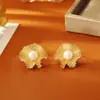Aretes de textura tejida con perlas de agua dulce naturales, alta moda, aretes versátiles para el día a día, accesorios de diseño personalizado