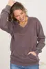 Estilo europeu e americano, nova coleção outono/inverno, Amazon, com bolsos, cor sólida, gola V, modelagem solta, blusa de moletom feminina de manga longa