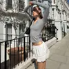 Comercio Exterior Europeo y Americano Transfronterizo Primavera y Otoño Nuevos Productos Ajustado Cuello en V Cintura Interior Ajustada Manga Larga Camiseta para Mujer Camisa de Moda Tendencia