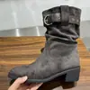 Colección nueva de otoño 2026 súper popular: Botas versátiles, casuales, de caña corta, adelgazantes y hasta el tobillo para mujer con tacón grueso y acabado de gamuza
