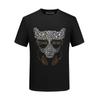 Camiseta Masculina de Manga Curta 2026 Novo Estilo Estampa de Leopardo com Strass Tema Musical Verão Seda Gelada Roupas Masculinas Manga Meia-Manga Roupa Masculina Resistente