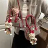 Nueva Bolsa Infantil de Color Contrastante Pied de Poule Bolso de Mano Moda Muñeco de Navidad Bolso de Bolos Bolso Cruzado Padre-Hijo
