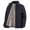 Casaco Masculino de Algodão com Forro de Pelo Nano Mink Removível para Outono e Inverno, para Meia-Idade e Idosos, Gola Reversível, Casual de Negócios, Forrado com Fleece, Parka Espessada
