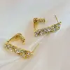 Pendientes de gancho con diseño único estilo francés, pedrería, aretes para mujer, temperamento, lujo ligero, alta calidad, estilo frío, aretes de botón personalizados
