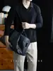 ¡Elegante sin esfuerzo! Camisa polo casual de manga larga con cuello en V para hombre, resistente a las arrugas, simple, de alta gama y perfecta como capa base para otoño e invierno