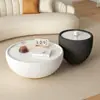 Mesa de Café Redonda de Piedra Sinterizada Lujo Ligero Moderna Italiana Apartamento Pequeño Minimalista Sala de Estar Hogar Estilo Celebridad de Internet Grande y Pequeño Combinación Creativa