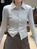 Camiseta Básica de Cashmere Vintage de Manga Longa para Mulheres, Novo Design para Primavera e Outono, Tricô de Cor Sólida com Gola Cardigan