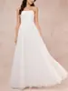 Vestido de Novia Ligero Estilo Francés, Sin Tirantes, Encaje de Malla Sencillo, Vestido de Novia de Nicho de Alta Gama para Fotografía de Viaje al Aire Libre, Dulce Venta al por Mayor Transfronteriza