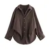 Comercio Exterior Otoño 2024 Nueva Camisa Top Largo Moda Holgado Casual Bolsillo Rayado 3067106