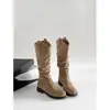 Botas de montar cortas de mezclilla apiladas con tacón grueso de moda estilo coreano para mujer, otoño 2026, con diseño que aumenta la altura