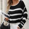 2024 invierno nuevo Amazon suéter europeo y americano de cuello redondo a juego de colores a rayas suelto talla grande suéter pullover mujeres