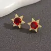 Venta al por mayor transfronteriza Elegantes y exquisitos Pendientes de alta gama Geométricos Estrella brillante con incrustaciones de diamante Pendientes grandes multicolores para mujer